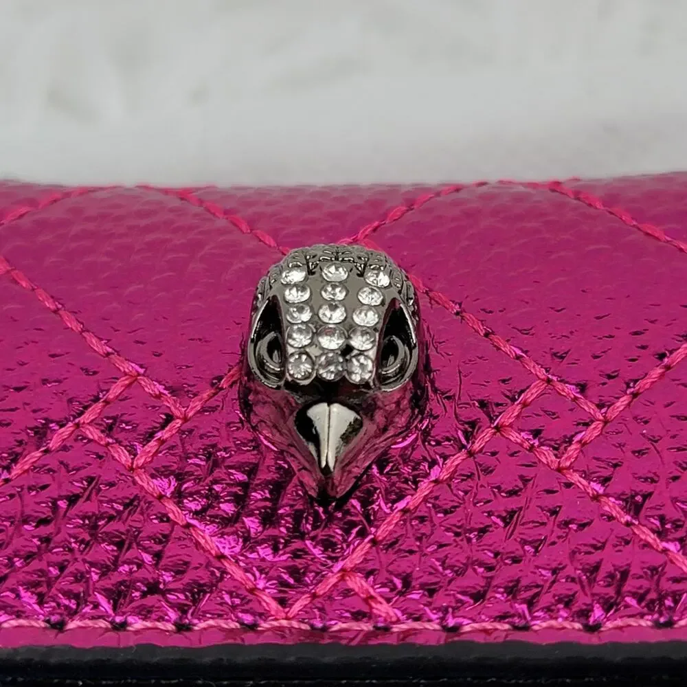 Designer Micro Mini Purse Metallic Pink Blue Crossbody Black Chain Bag Eagle New